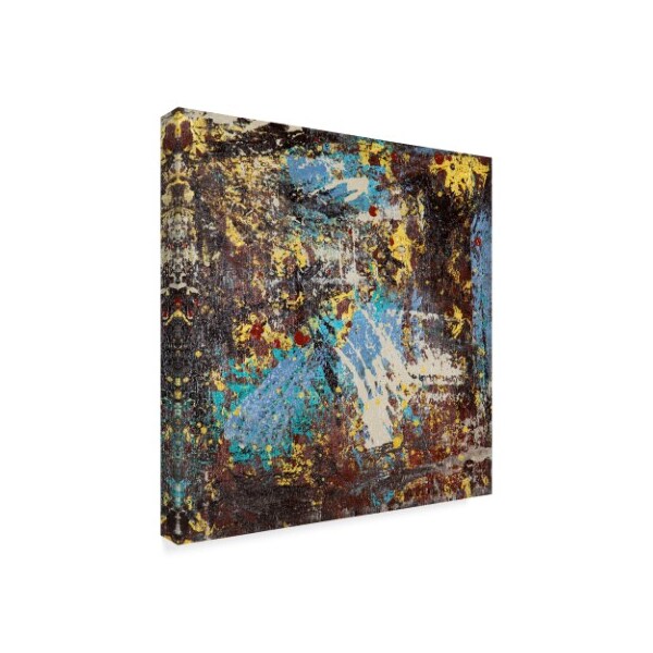 Hilary Winfield 'Rustic Industrial Blue Yellow' Canvas Art,35x35